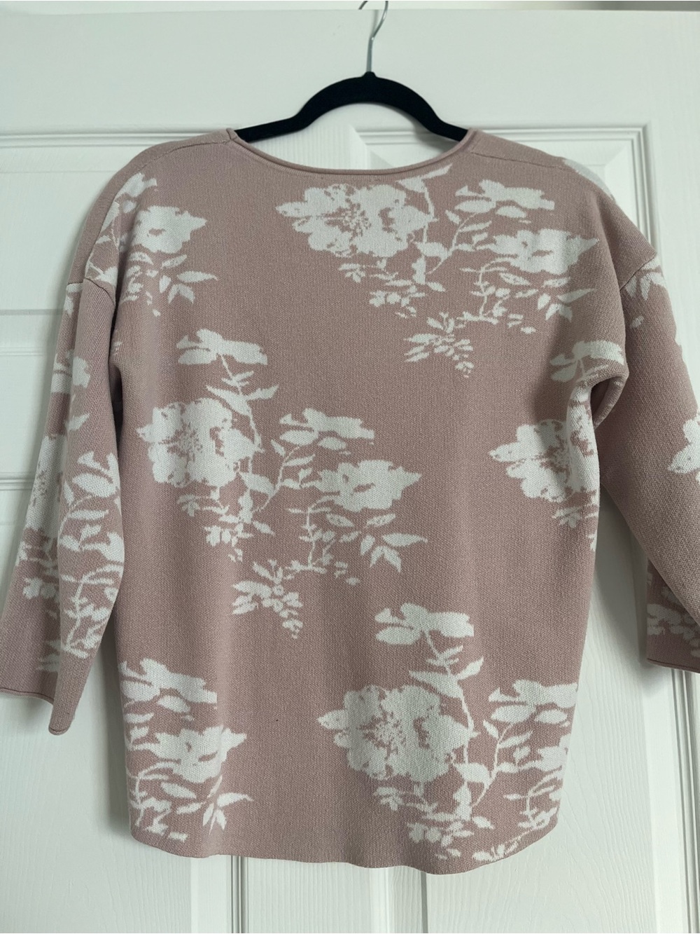 Max Studio Dusty Rose and White Floral Long Sleeve Knit Dress